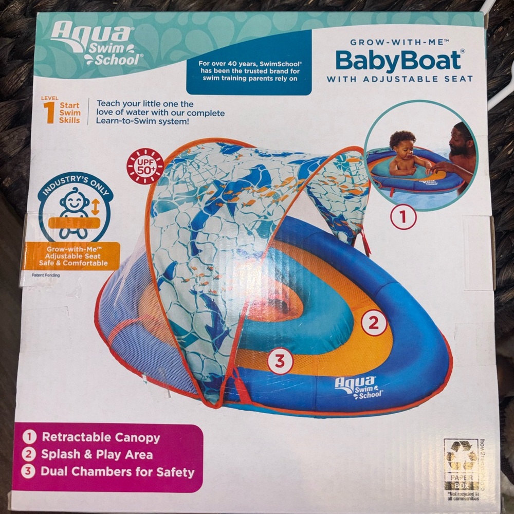 NWT Aqua Swim School Baby Boat with Canopy